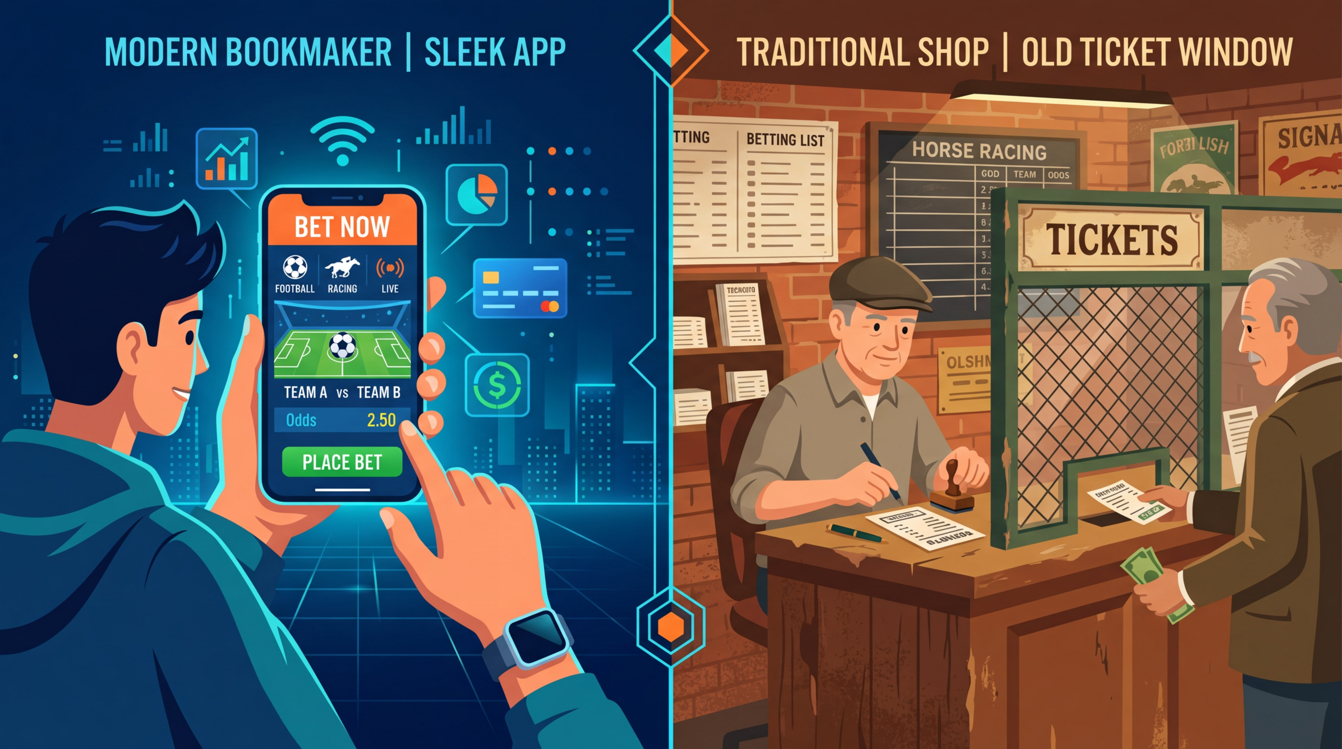 Illustration: Konjo Bet vs traditional bookmakers